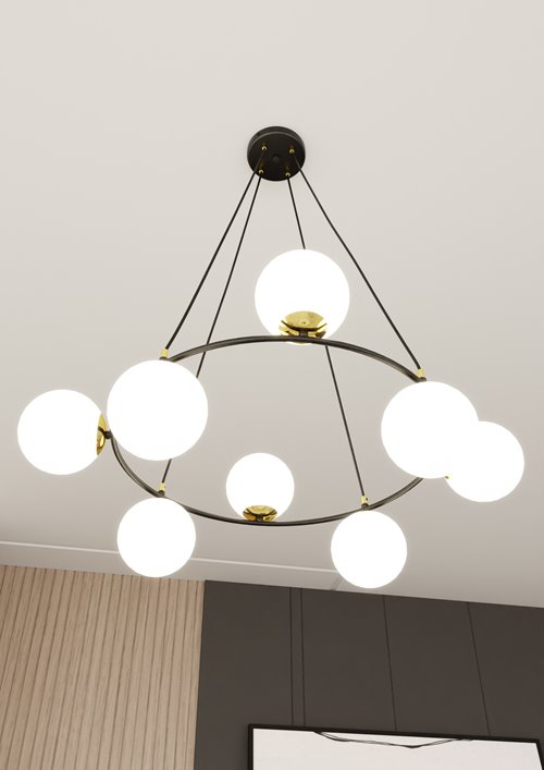 Lampa wisząca AZURA 8 BL OPAL wyjątkowa, nowoczesna, klosze