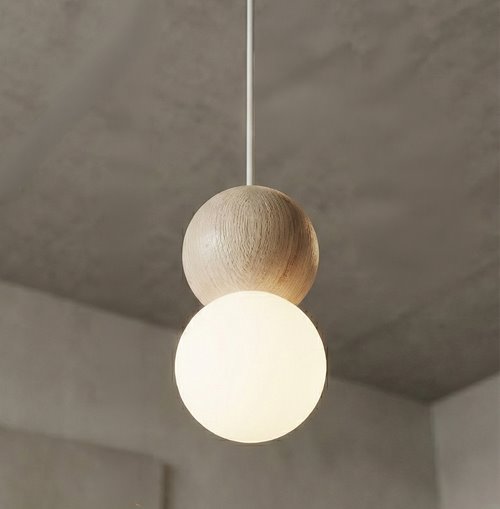 Lampa wisząca LOOP 4 WHITE nowoczesna, biała, drewno, klosz