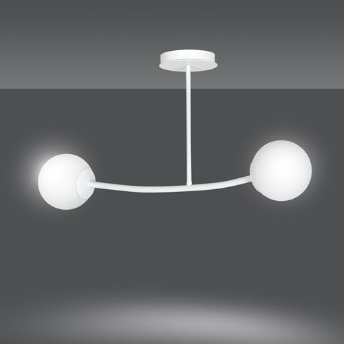 Lampa sufitowa HALLDOR 2 WHITE klasyczna, klosz, biała