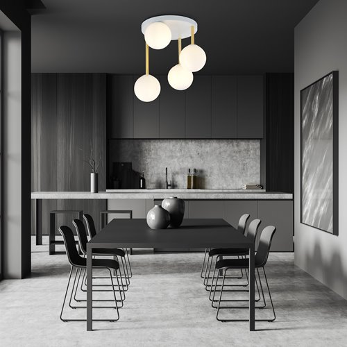 Lampa sufitowa DOLCE 4 WH OPAL plafon klosze złoty/biały