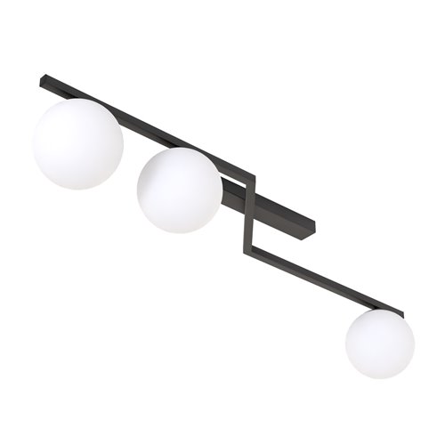 Lampa sufitowa NATON 3 BL OPAL plafon, czarna, metal