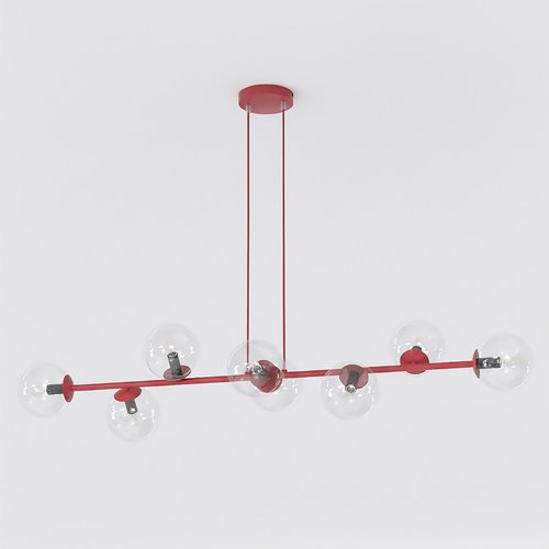 Lampa wisząca MAGNUS 8 BURGUNDY TRANSPARENT nowoczesna