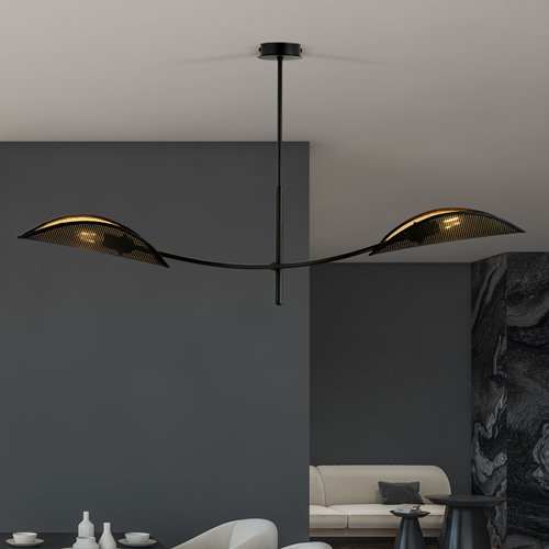 Lampa sufitowa LOTUS 2 BLACK/GOLD abażury czarna/złota