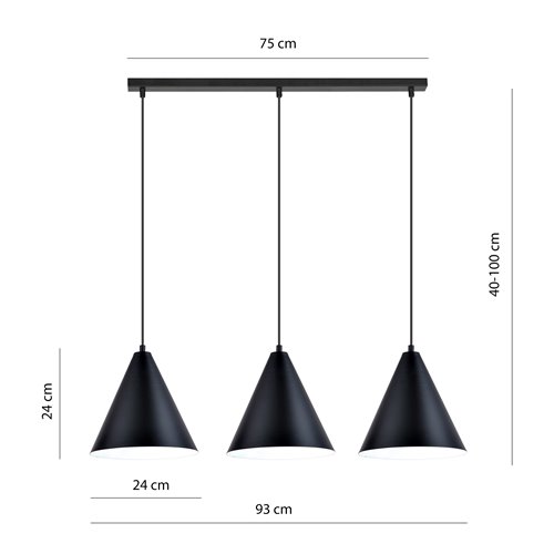 Lampa wisząca REBEL 3 BLACK/WHITE industrialny, metal