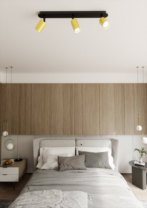 Lampa sufitowa ZEN 3 BLACK minimalistyczna tuba czarno/złota
