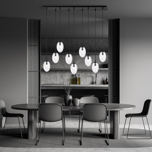 Lampa wisząca ASTRAL 9 BL TRANSPARENT czarny/transparent