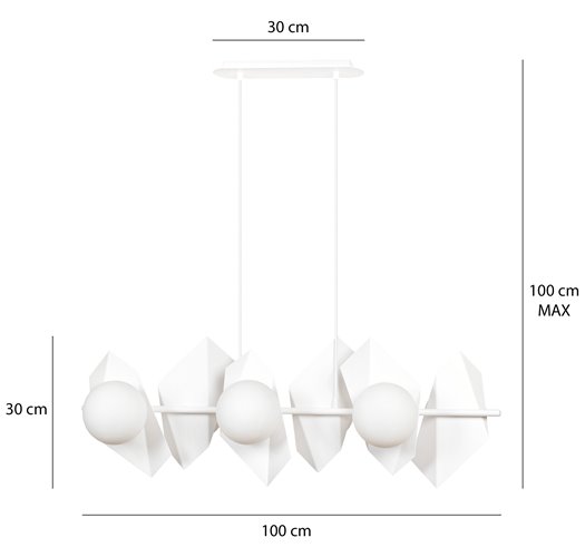 Lampa wisząca DRIFTON 6 WHITE nowoczesna, klosz, biała