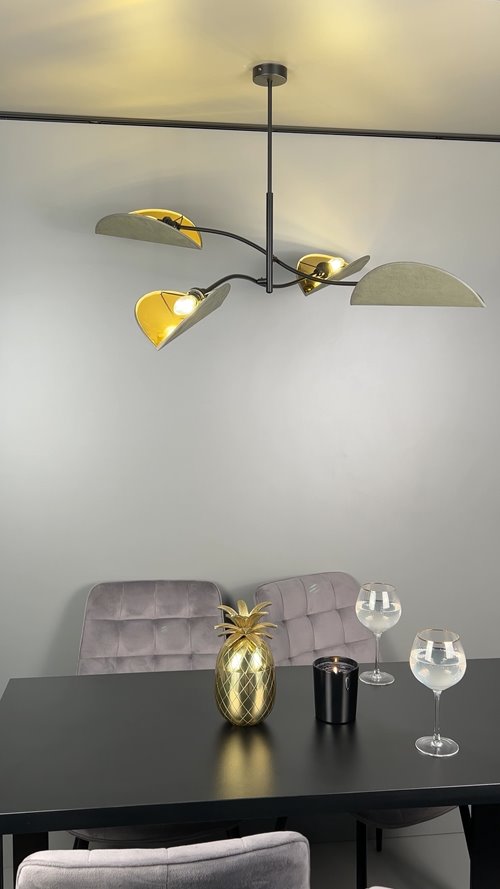 Lampa sufitowa LOTUS 4 BL GREEN abażury, czarna, zielona