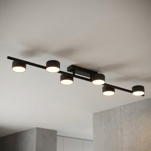 Lampa sufitowa BET 6 BL BLACK plafon, czarna, metal, loft