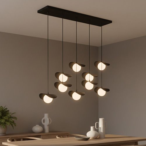 Lampa wisząca RITUAL 9 BLACK nowoczesna, czarna, metal