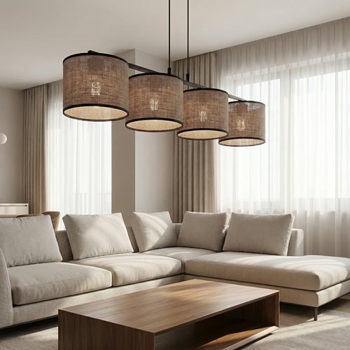Lampa wisząca ECO 4 BL GRAY klasyczna, abażur, szara