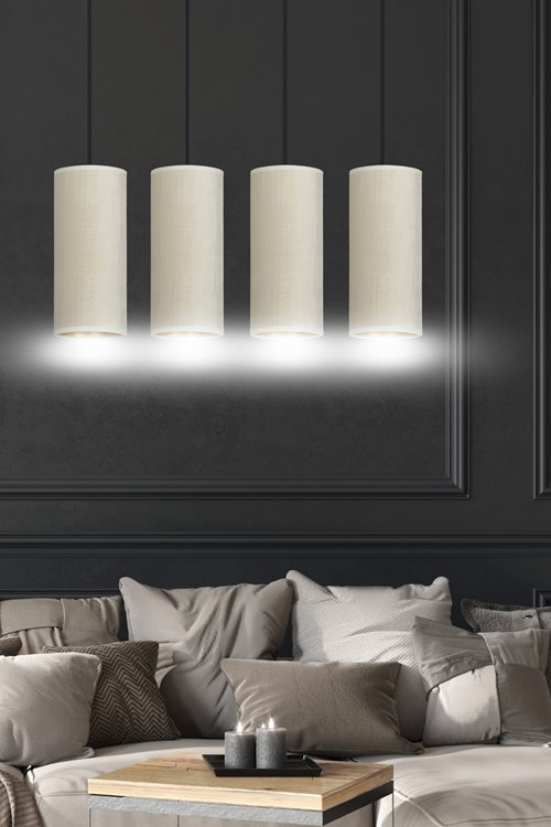 Lampa wisząca BENTE 4 BL WHITE abażur welur biały