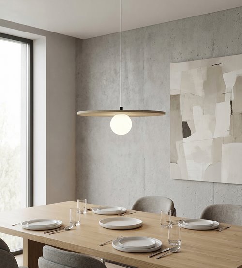 Lampa wisząca CALMA 1 BEIGE nowoczesna, beżowa, filc