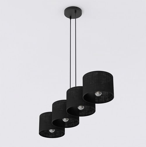 Lampa wisząca ECO 4 BLACK klasyczna, abażur, czarna