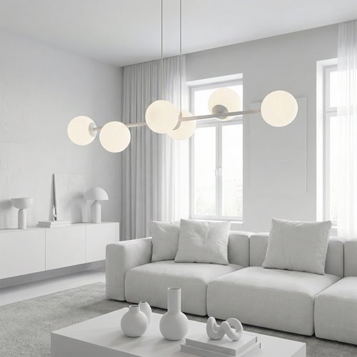 Lampa wisząca MAGNUS 6 GRAY OPAL nowoczesna, klosz, szara