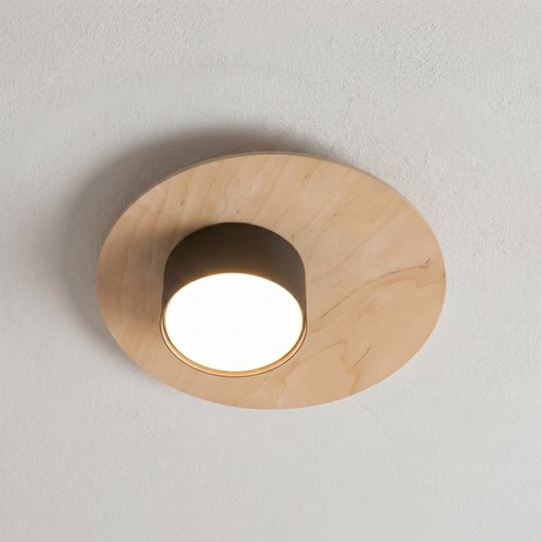 Lampa sufitowa PIXO 1 BL WOOD plafon, czarna, drewno, loft