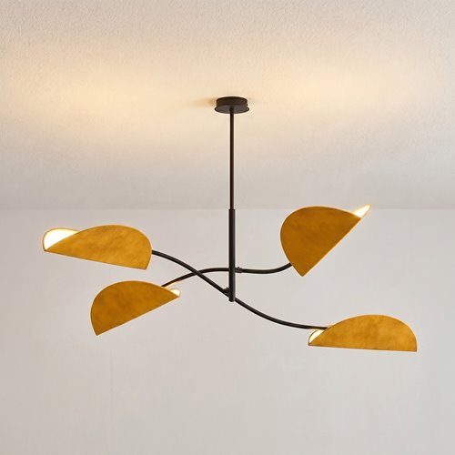 Lampa sufitowa LOTUS 4 BL MUSTARD abażury, pomarańczowa