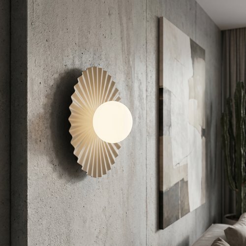 Kinkiet UMBRA M K1 MOKKA OPAL nowoczesny, beżowy, metal fala