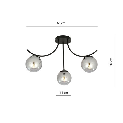 Lampa sufitowa BOSTON 3 BLACK/GRAFIT klosz czarna/grafit