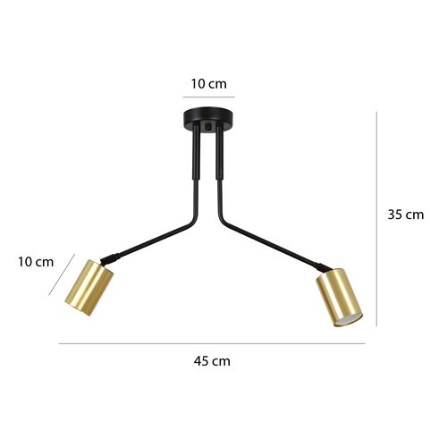 Lampa sufitowa VERNO 2 BLACK nowoczesna, metal, czarno/złota