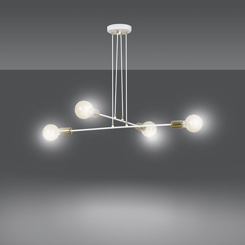 Lampa wisząca VESIO 4 WHITE nowoczesna, loft, biało/złota