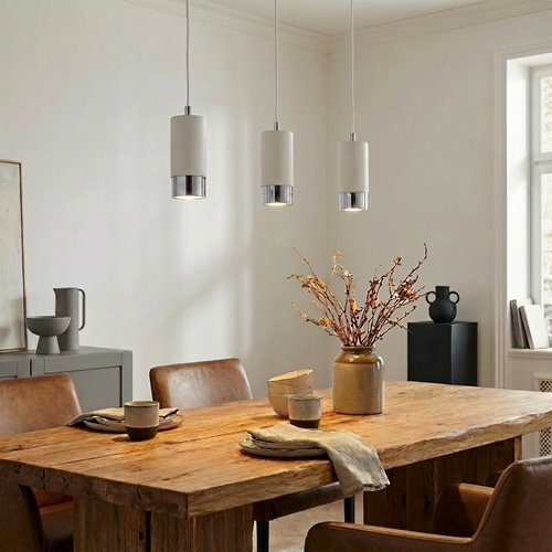 Lampa wisząca FUMIKO 3 WH/CHROME tuby, metal, biały/chrom