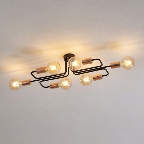Lampa sufitowa VEKEN 6A BLACK plafon loft czarny/miedziany