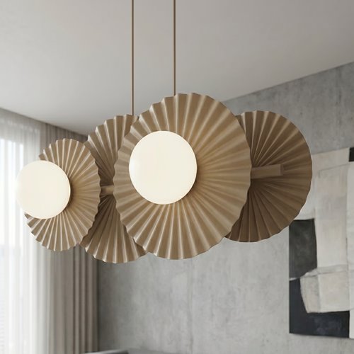 Lampa wisząca UMBRA 4 MOKKA OPAL loft, beżowa, metal, fala