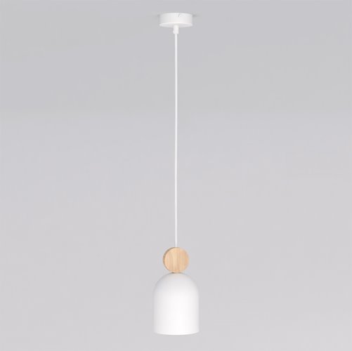 Lampa wisząca MESI 1 WHITE nowoczesna, biała, metal drewno