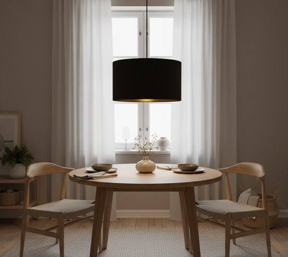 Lampa wisząca HILDE 1 BL BLACK abażur welur czarny