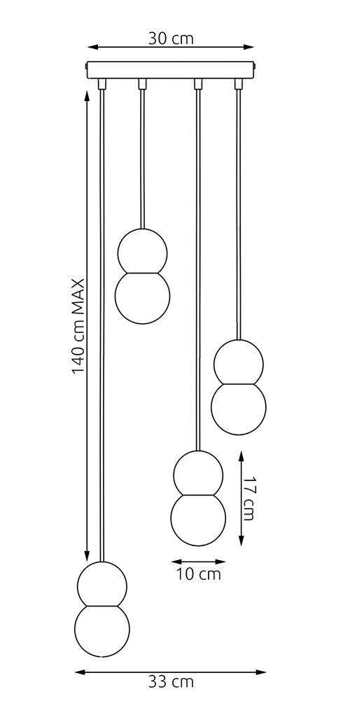 Lampa wisząca LOOP 4 BLACK nowoczesna, czarna, drewno, klosz