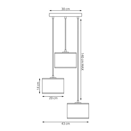 Lampa wisząca LUX 3 BL GOLD PREMIUM abażur, czarny, złoty