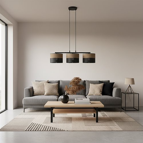 Lampa wisząca KARBON 3 BL BROWN klasyczna, abażur, brązowa