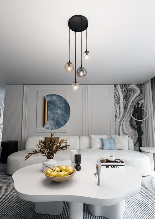 Lampa wisząca COSMO 4 BL PREMIUM MIX loft, klosze kolor mix