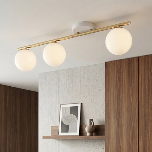 Lampa sufitowa MONZA 3 WH OPAL plafon klosze biała/złota