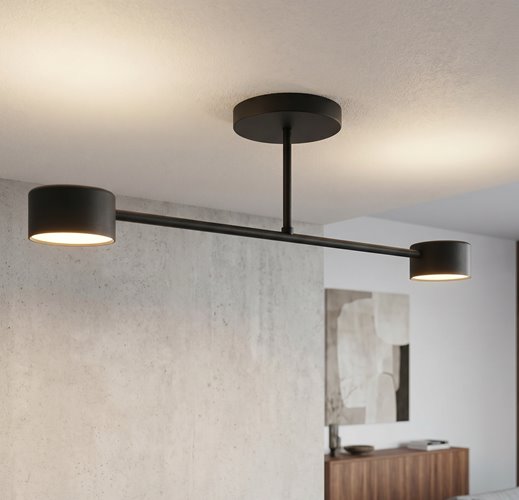Lampa sufitowa HALO 2 BLACK minimalistyczna, czarny, metal