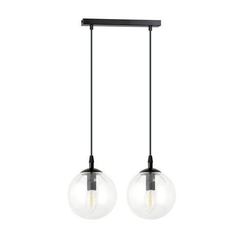 Lampa wisząca COSMO 2 BL TRANSPARENT loft, klosz, czarna