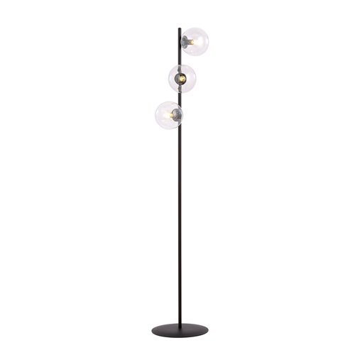 Lampa podłogowa ROSSI LP3 TRANSPARENT szklany klosz, czarna