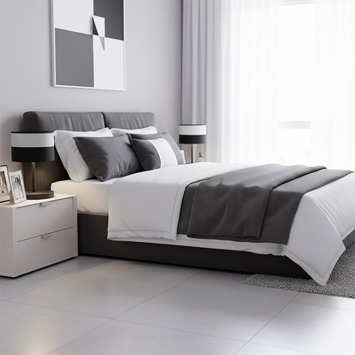 Lampka nocna KARBON LN1 BL GRAY abażur, szara, klasyczna