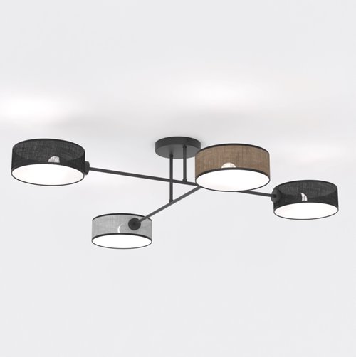 Lampa sufitowa MAGA 4 MIX1 plafon, brązowa, abażur