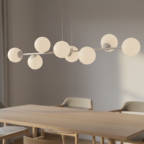 Lampa wisząca MAGNUS 8 GRAY OPAL nowoczesna, klosz, szara