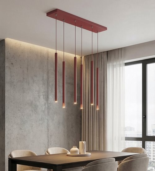 Lampa wisząca SELTER 6 BURGUNDY glamour, sople, burgundowa