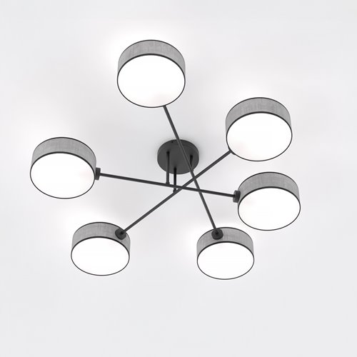 Lampa sufitowa MAGA 6 GRAY plafon, szara, abażur