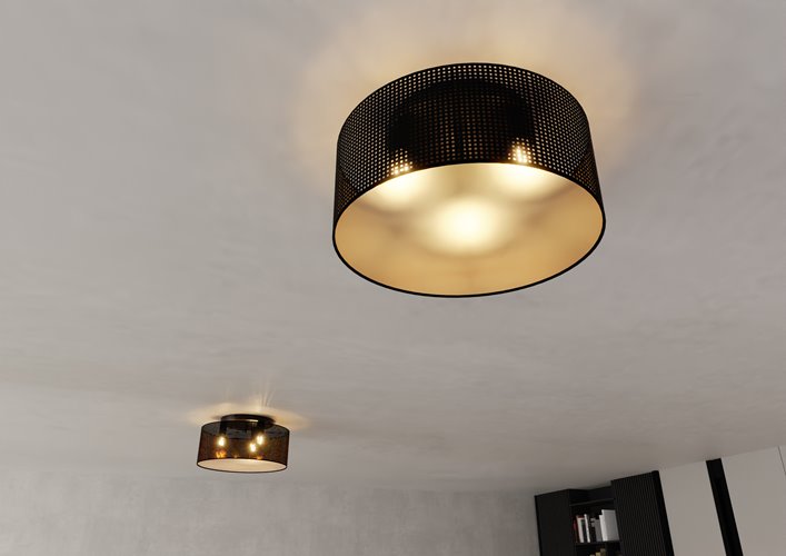 Lampa sufitowa ASTON 3 BLACK/GOLD abażur, czarno/złoty