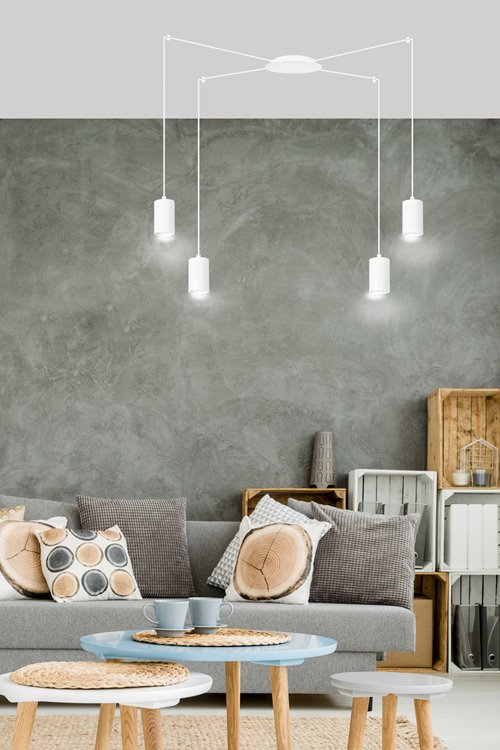 Lampa wisząca TRAKER 4 WH/WHITE nowoczesna, pająk, biała