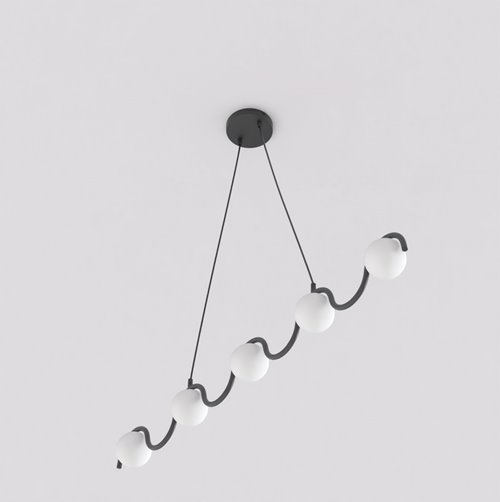 Lampa wisząca SINUS 5 BL OPAL nowoczesna, czarna, metal