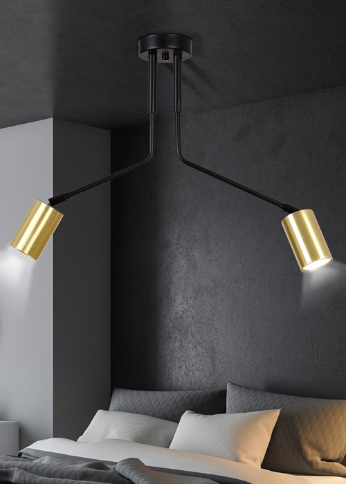 Lampa sufitowa VERNO 2 BLACK nowoczesna, metal, czarno/złota