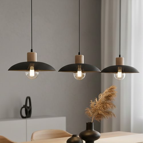 Lampa wisząca KOBE 3 BLACK unikatowy, japandi, skandynawski