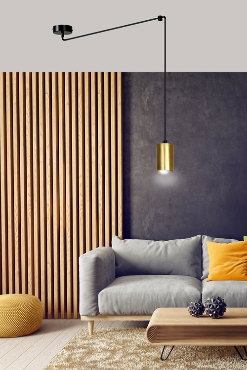 Lampa wisząca TRAKER 1 BL/GOLD nowoczesna pająk czarno/złota