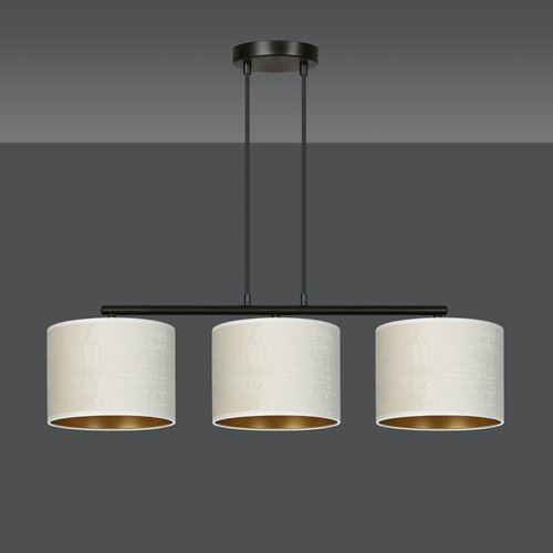 Lampa wisząca HILDE 3 BL WHITE abażur welur biały